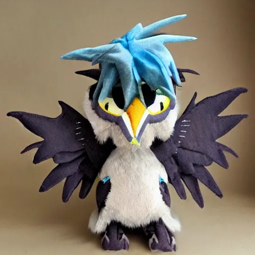 Prompt: a cute ( dnd ) griffon! with seagull head plush! doll