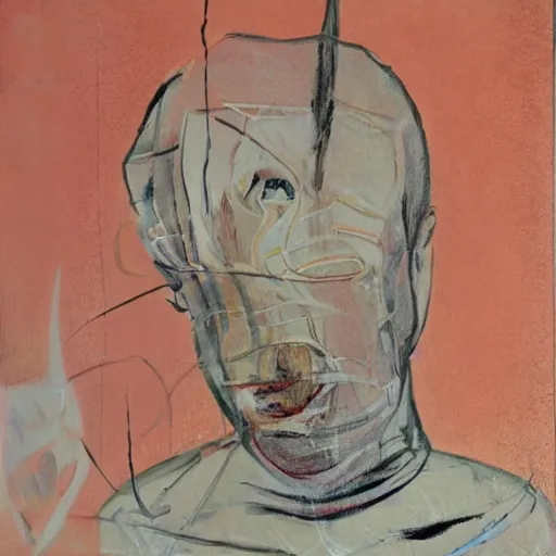 Image similar to abstract portrait by Francis Bacon, contemporary art, raw and unsettling imagery