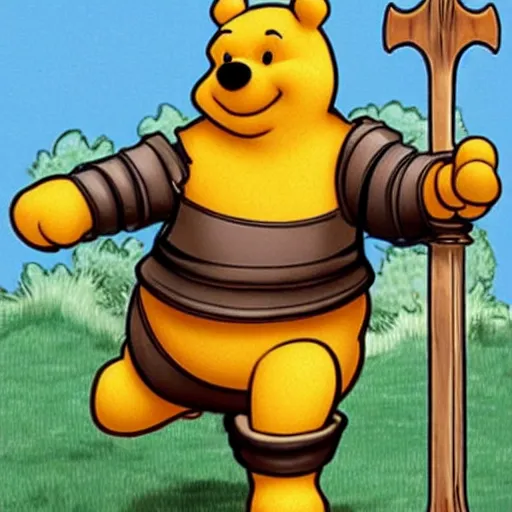 Image similar to winnie the poo as a medieval knight