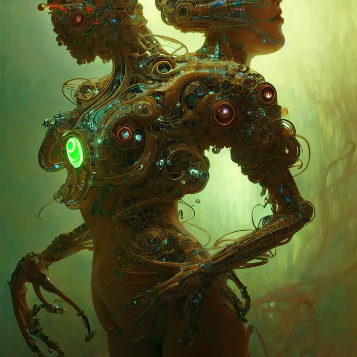 Prompt: organic cyborg, neon cuttle fish, diffuse lighting, fantasy, intricate, elegant, highly detailed, lifelike, photorealistic, digital painting, artstation, illustration, concept art, smooth, sharp focus, art by john collier and albert aublet and krenz cushart and artem demura and alphonse mucha
