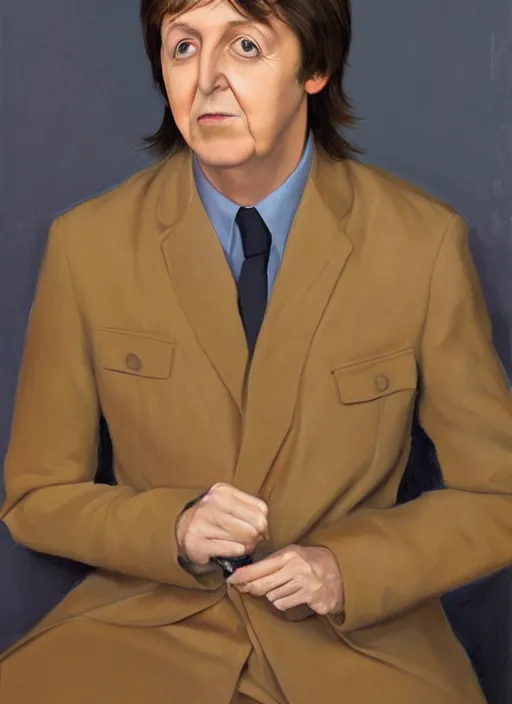 Image similar to a portrait painting of paul mccartney by John Currin
