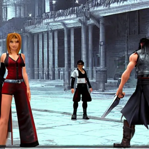 Image similar to a still frame from the video game final fantasy vii, starring nancy pelosi