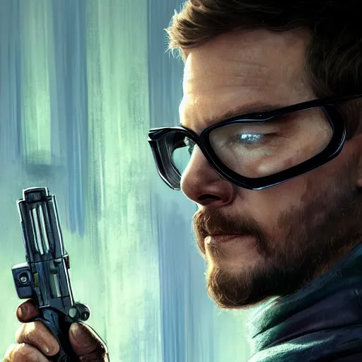 Prompt: chris pratt as the gordon freeman from half life, unreal engine, sci fi, intricate, elegant, highly detailed, digital painting, artstation, concept art, matte, sharp focus, illustration, art by john collier and albert aublet and krenz cushart and artem demura and alphonse mucha