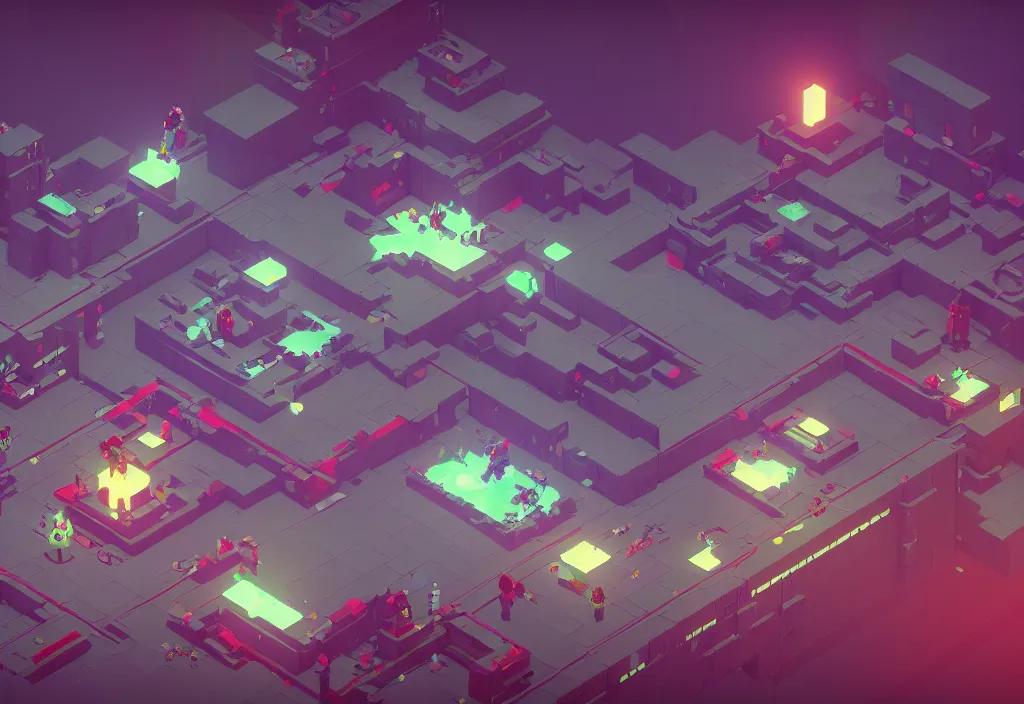 Image similar to isometric hyperlight drifter magicavoxel cinematic lighting, 4k