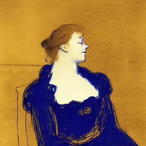 Image similar to a girl in a blue and gold ivory room, film still by goya, by henri de toulouse - lautrec, elegant drawing, digital painting, jugendstil, art noveau, strong lights, flat colors, pastel colors