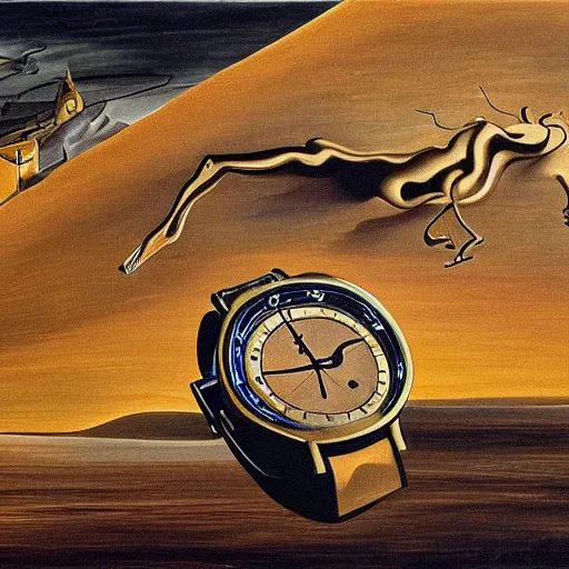 Prompt: a painting of watch, S.Dali style, HD, 8K