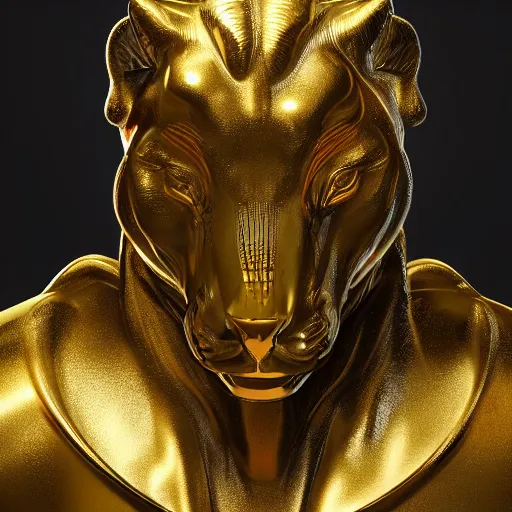 Image similar to portrait of animal gold statue, reflect, 8 k uhd, unreal engine, octane render in the artstyle of finnian macmanus, john park and greg rutkowski