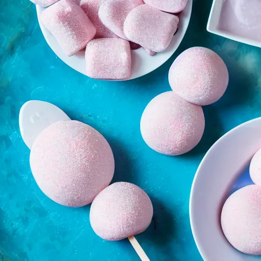 Prompt: bubble shaped powdered turkish delight lollies award winning food photography