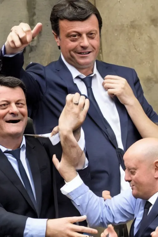 Image similar to matteo renzi backstabs carlo calenda