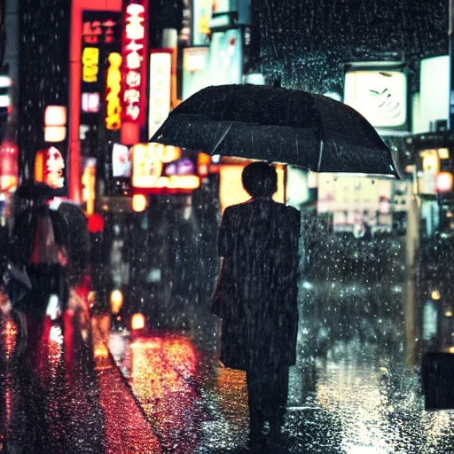 Prompt: rainy night in tokyo