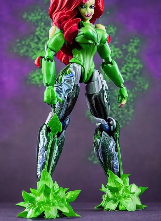 Prompt: Transformers Decepticon Poison Ivy action figure from Transformers: Robots in Disguise (2015), symmetrical details, by Hasbro, Takaratomy, tfwiki.net photography, product photography, official media