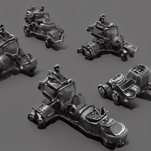 Image similar to mechanical greek hydra with cars as heads, cinematic, diffuse light, rendered in povray