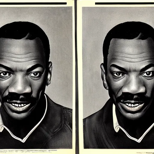 Image similar to frontal portrait of a eddie murphy. a portrait by norman rockwell.