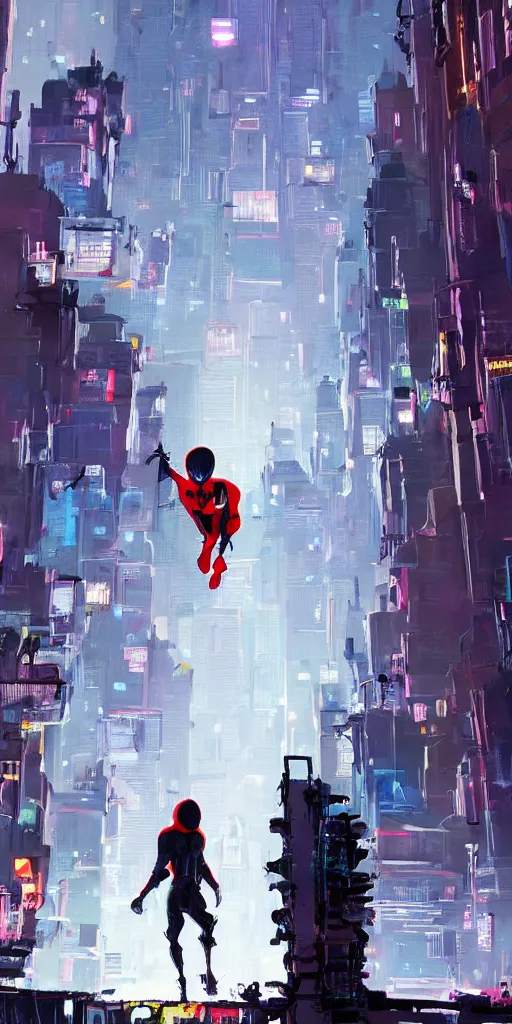 Image similar to the entrance of a stronghold located in the middle of new york city, by ashley wood and alberto mielgo, spiderman : into the spider - verse ( 2 0 1 8 ), masterpiece, award - winning, sharp focus, intricate concept art, ambient lighting, 8 k, artstation, pixiv