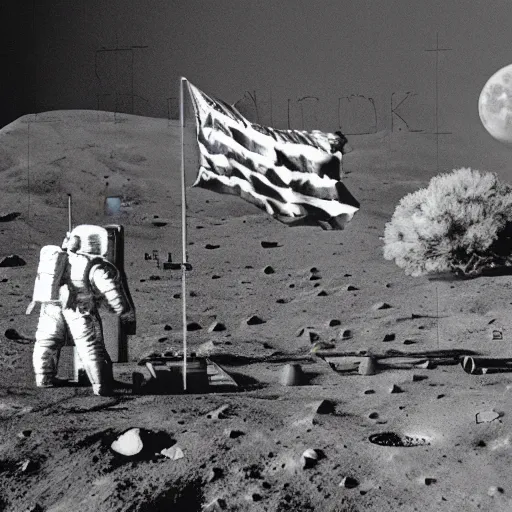 Prompt: nazis on the moon, black and white old photo