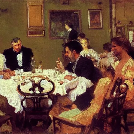 Image similar to high quality high detail painting by ilya repin, business meeting, hd