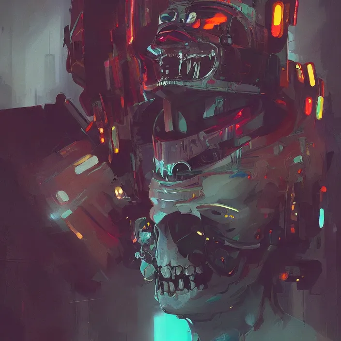 Image similar to a beautiful painting of a cyberpunk skull by sergey kolesov and james jean and pascal blanche and reza afshar. in style of colorful comic noir illustration, symmetry, sci fi, hyper detailed. octane render. trending on artstation