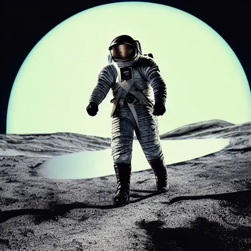 Image similar to portrait of jon snow walking on the moon