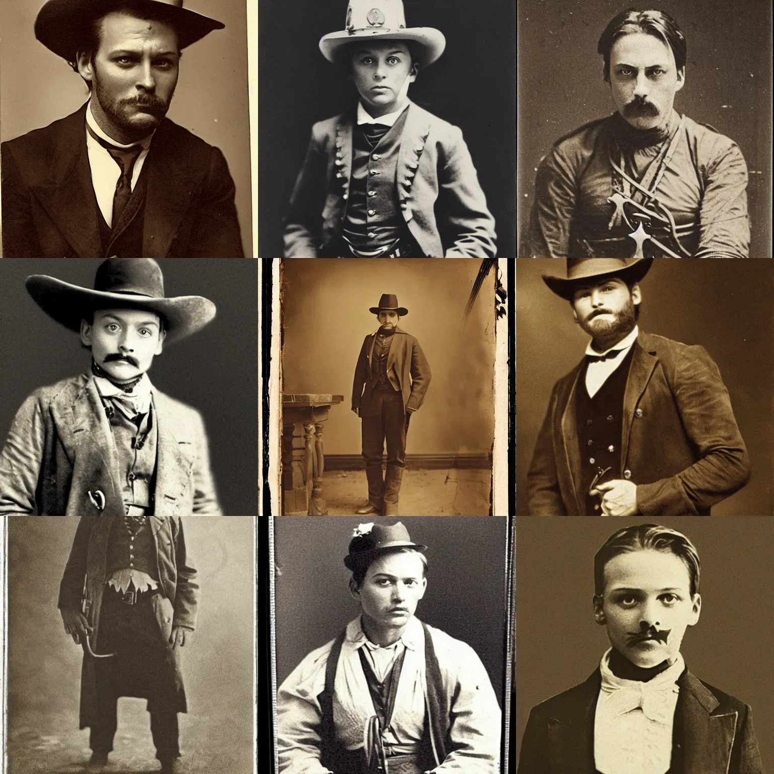 Prompt: a photo of toby maguire dressed as a wild west sheriff, 1 8 9 0 s, sepia