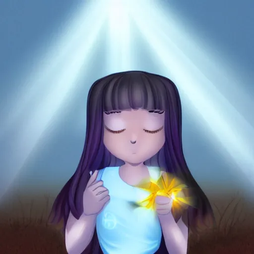 Image similar to a sad tale about a girl and her god rays.