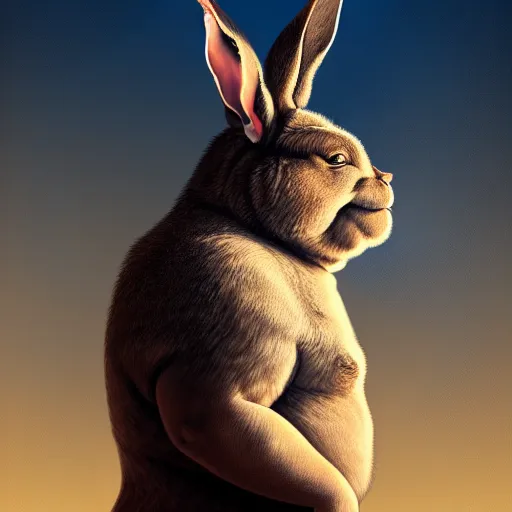 Prompt: portrait of the real life Big Chungus, expressive pose, futuristic, highly detailed, digital painting, artstation, concept art, smooth, sharp focus, dramatic light, studio light, by Artemisia Gentileschi