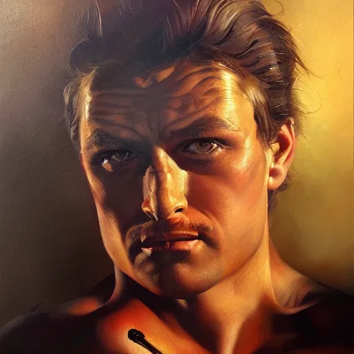 Image similar to detailed portrait of kenvin conroy intricate, hyper detailed, realistic, oil painting, by julie bell, frank frazetta, cinematic lighting