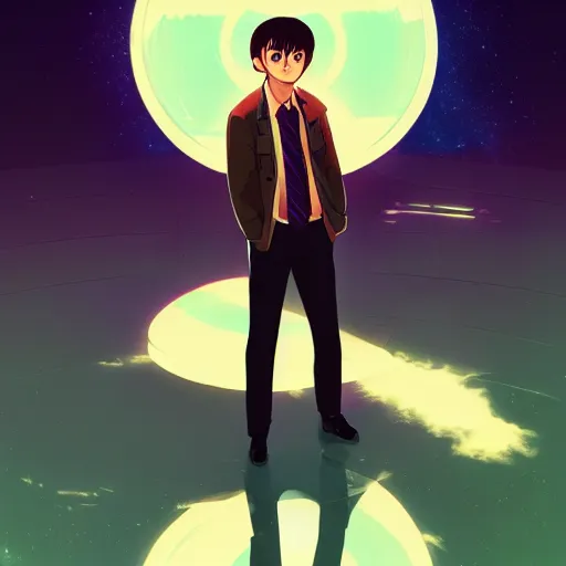 Prompt: Douglas Adams as Ford Prefect, ambient lighting, 4k, anime key visual, lois van baarle, ilya kuvshinov, rossdraws, artstation