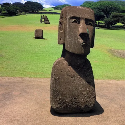 Prompt: moai statue doing a kickflip