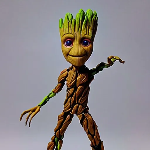 Prompt: hand painted action figure of a groot, realistic,
