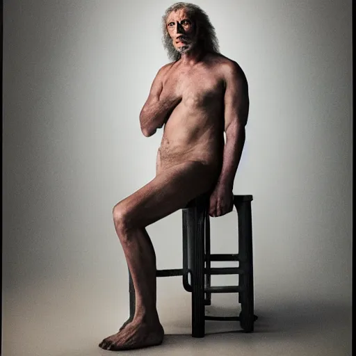 Prompt: portrait of lion - human hybrid, by annie leibovitz, portrait of a man, studio lighting, award - winning