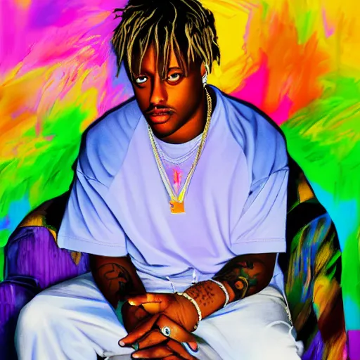 Image similar to juice wrld as a painting 4K detail