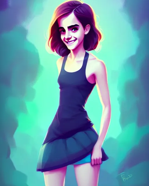 Prompt: beautiful full body Emma Watson smiling illustration by lois van baarle and loish and ross tran and rossdraws and sam yang and samdoesarts and artgerm