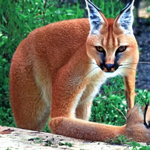 Image similar to Caracal eats dumplings