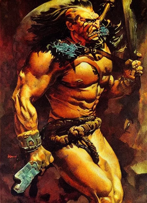 Prompt: portrait of barbarian mars, coherent! by mariusz lewandowski, by frank frazetta, deep color, strong line, high contrast