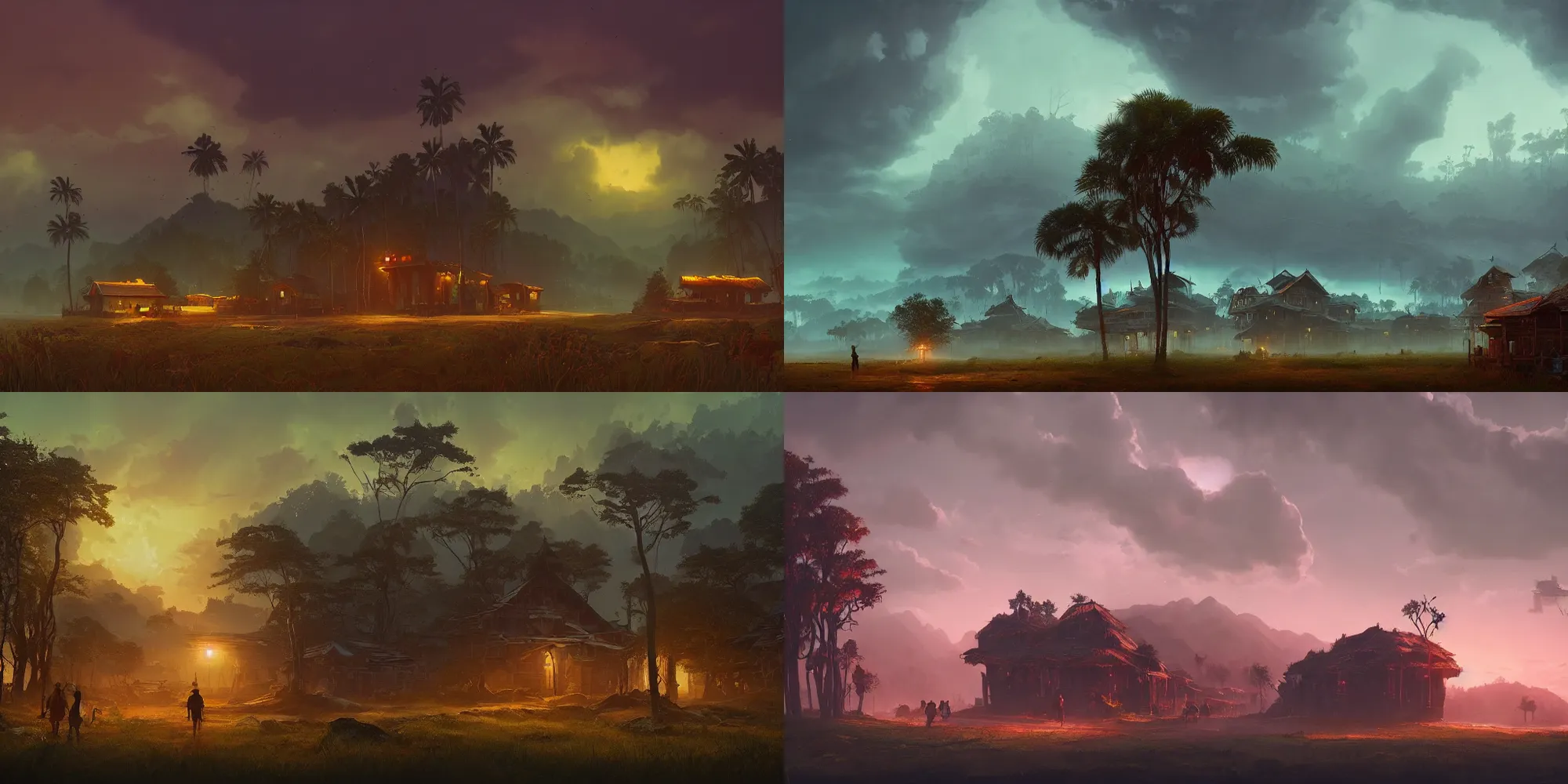 Prompt: kerala village, an epic fantasy, dramatic lighting, cinematic, establishing shot, horizon forbidden west, extremely high detail, photorealistic, cinematic lighting, by simon stalenhag