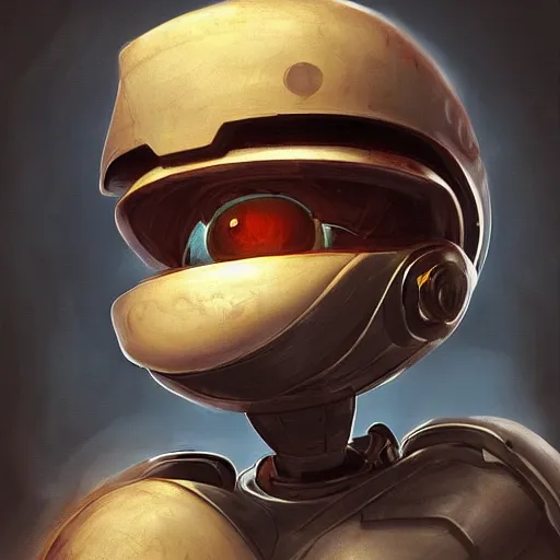 Prompt: a round robot mascot character posing for a picture, digital painting, masterpiece by rembrandt and thomas kinkade and frank frazetta and kentaro miura, by reiq and tite kubo, stylized yet realistic faces and anatomy, advanced lighting technology, beautiful, gorgeous brush strokes