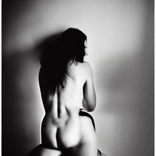 Image similar to boudoir photography of a horse, photography by Annie Leibovitz, rear facing the camera