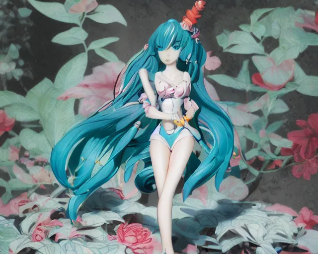 Prompt: James Jean isolated magical girl vinyl figure, figure photography, smooth sharp focus, tropical undertones, anime stylized, dynamic pose, high detail, outdoors lighting - H 640