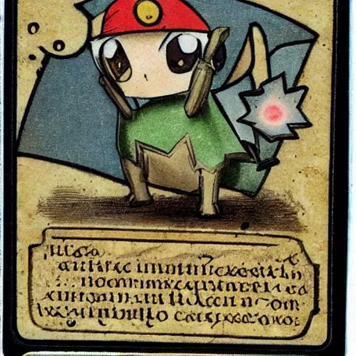 Image similar to a pokemon card from the 1 6 th century