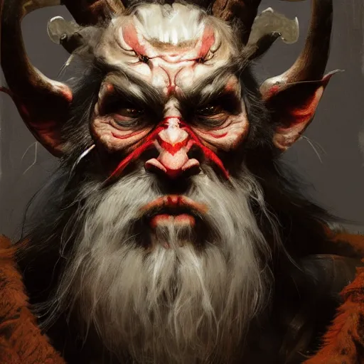 Image similar to portrait of krampus by ruan jia