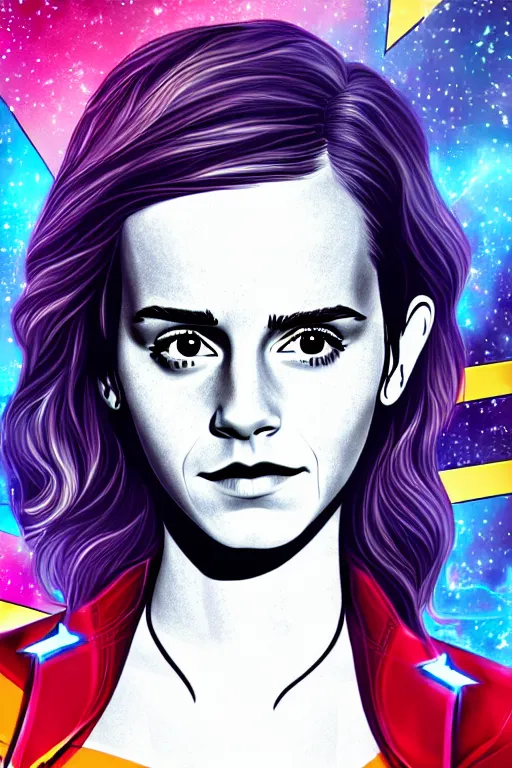 Prompt: Emma Watson as Captain Marvel high quality digital painting in the style of James Jean