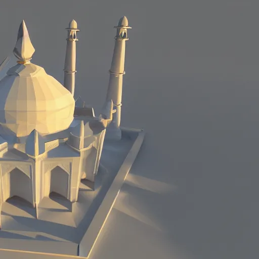 Prompt: low poly Taj Mahal Blender