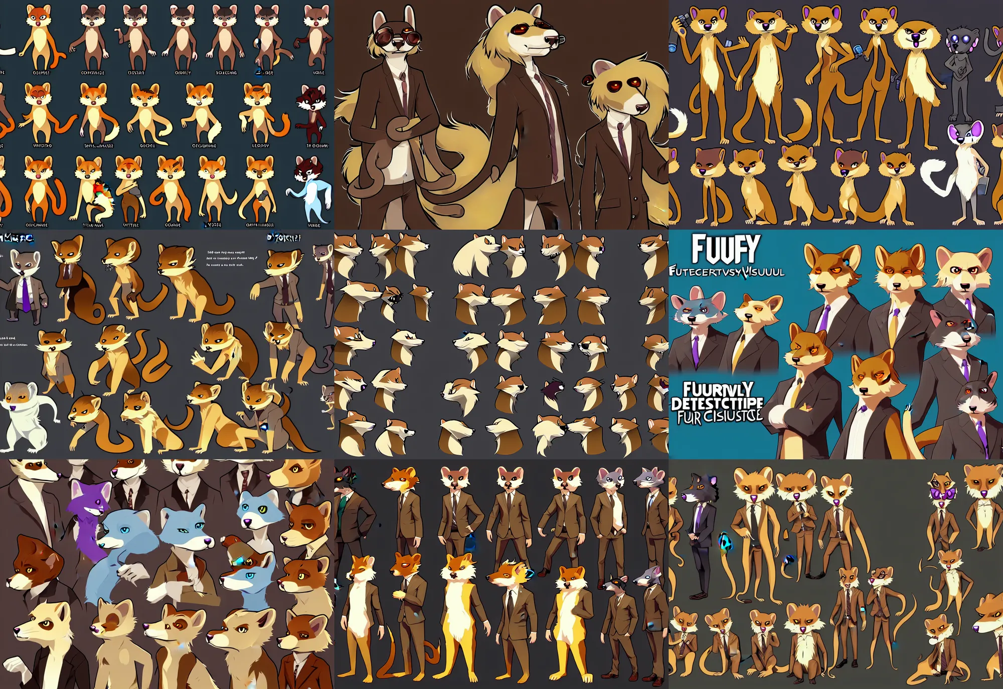 Image similar to furry - weasel - detective - fursona uhd ue 5 visual novel pc game expressions