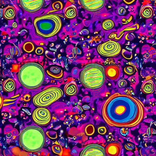 Prompt: psychedelic trippy couch in garden, planets, milky way, sofa, animated hippy