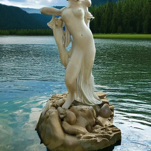 Image similar to water goddess emergin from a lake