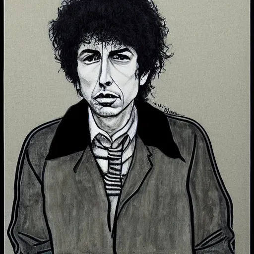 Image similar to simple yet detailed portrait bob dylan by alton kelley