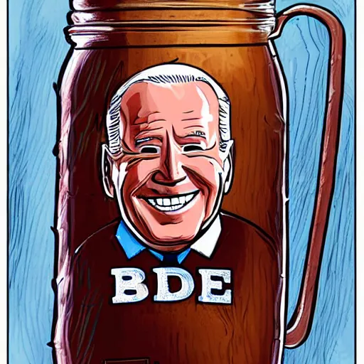 Prompt: Joe Biden trapped in giant mason jar