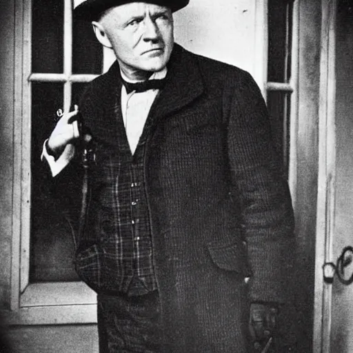 Image similar to antony hopkins as old fashioned detective 1 9 0 0 s photo, noir