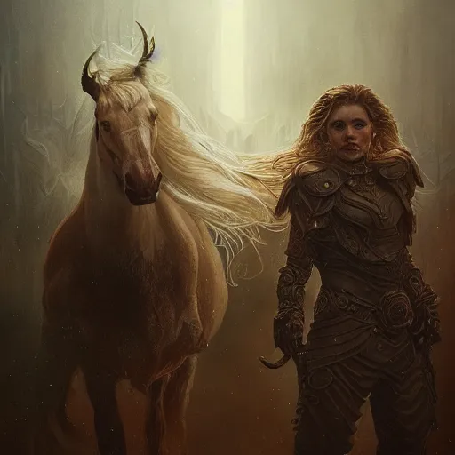 Image similar to Portraits based on the four horsemen of the apocalypse, intricate, epic, elegant, menacing, fantasy, highly detailed, digital painting, hard focus, beautiful volumetric lighting, epic light, ultra detailed, by Leesha Hannigan, Ross Tran, Thierry Doizon, Kai Carpenter, Ignacio Fernández Ríos