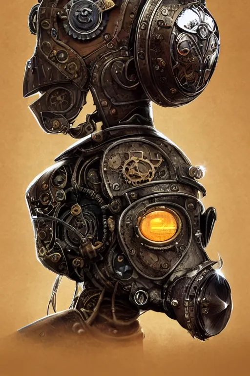 Image similar to steampunk helmet fantasy art mask robot ninja stylized digital illustration sharp focus, elegant intricate digital painting artstation concept art global illumination ray tracing advanced technology chaykin howard and campionpascale and cooke darwyn and davis jack